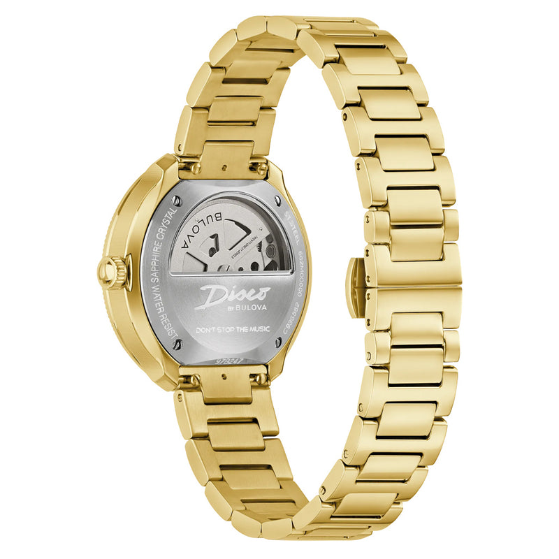 Bulova Disco Goldtone Automatic Watch with Blue Dial #97B247