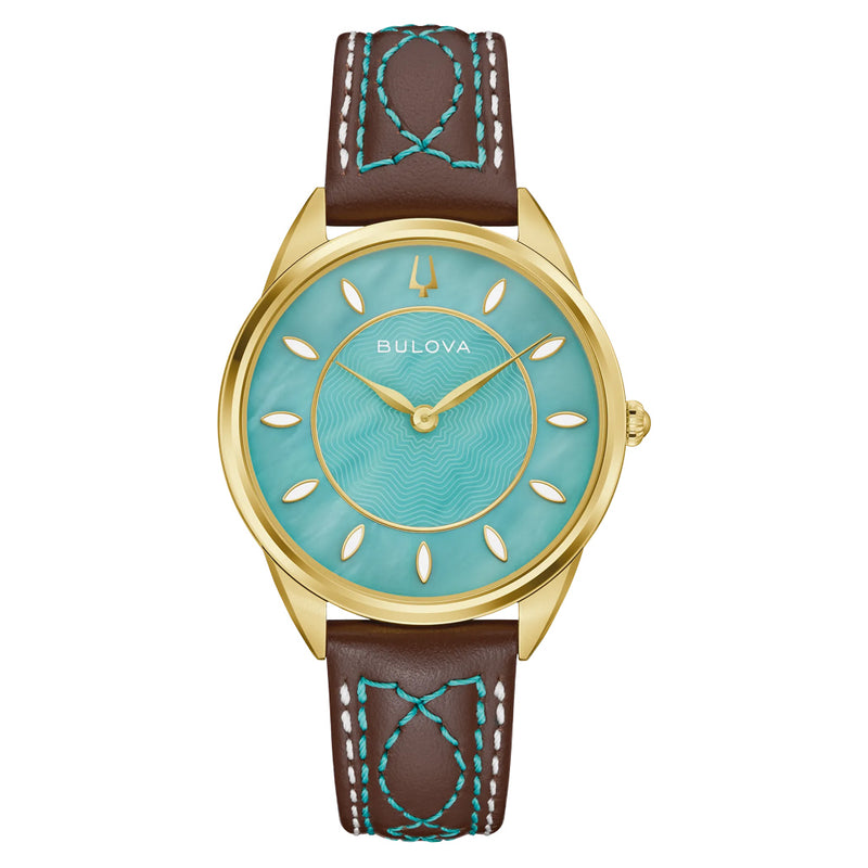 Bulova Sutton Watch with Turquoise MOP Dial #97L203
