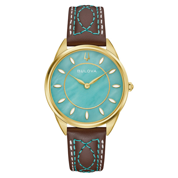 Bulova Sutton Watch with Turquoise MOP Dial #97L203