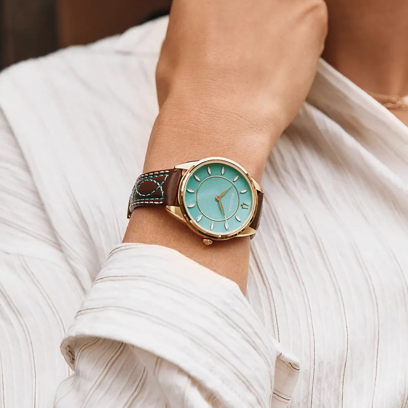 Bulova Sutton Watch with Turquoise MOP Dial #97L203