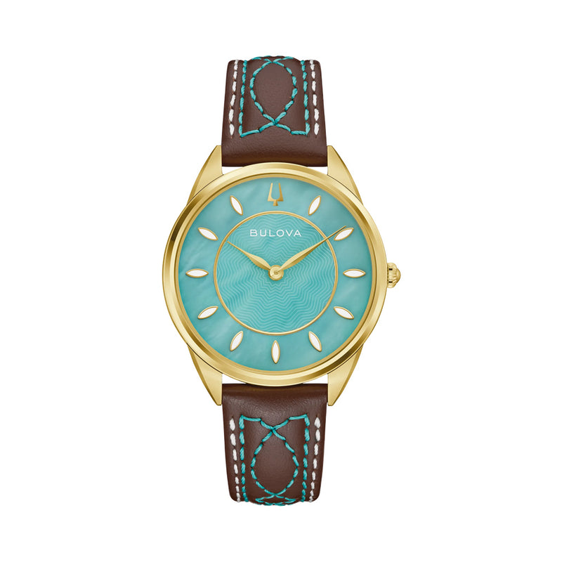 Bulova Sutton Watch with Turquoise MOP Dial #97L203