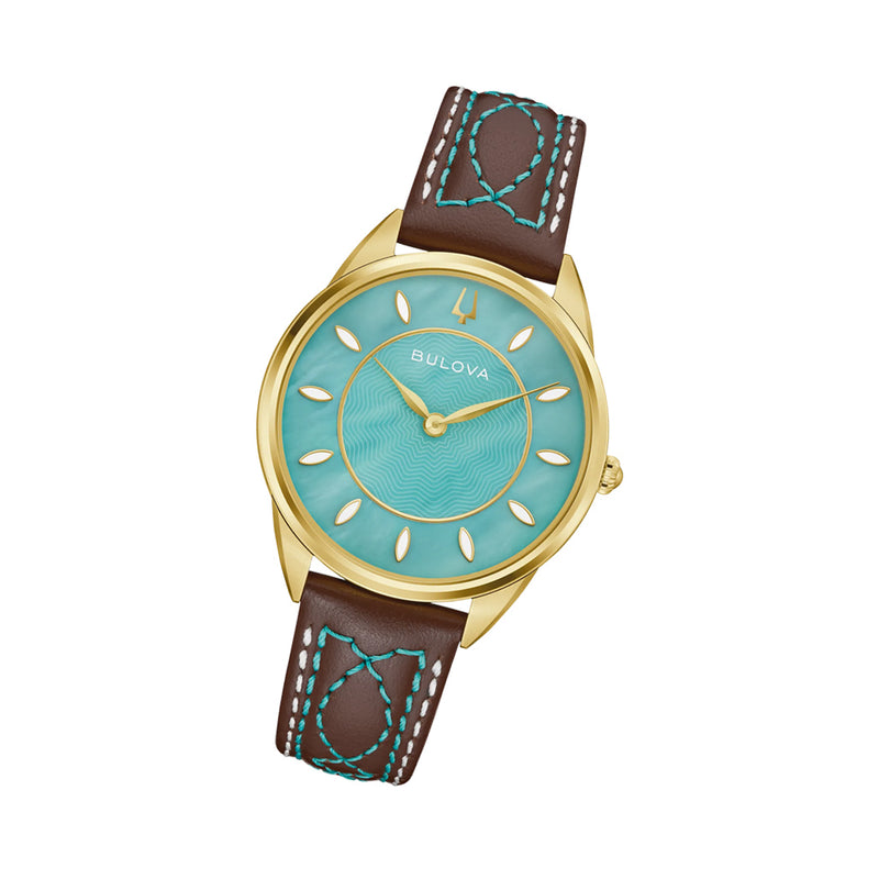 Bulova Sutton Watch with Turquoise MOP Dial #97L203