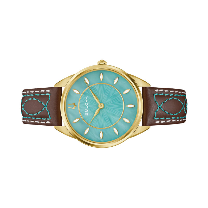 Bulova Sutton Watch with Turquoise MOP Dial #97L203