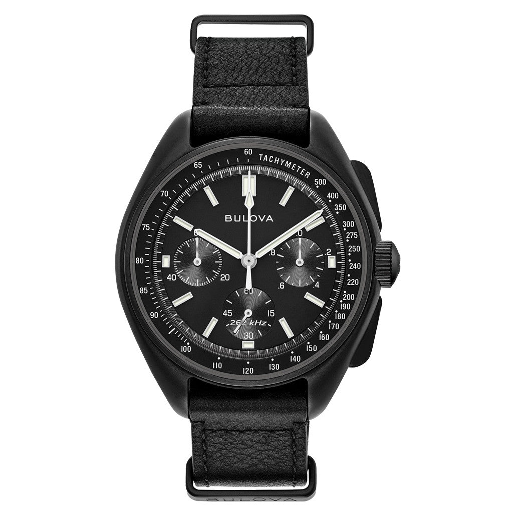 Bulova Lunar Pilot Chronograph 45mm with Black Dial and Black IP