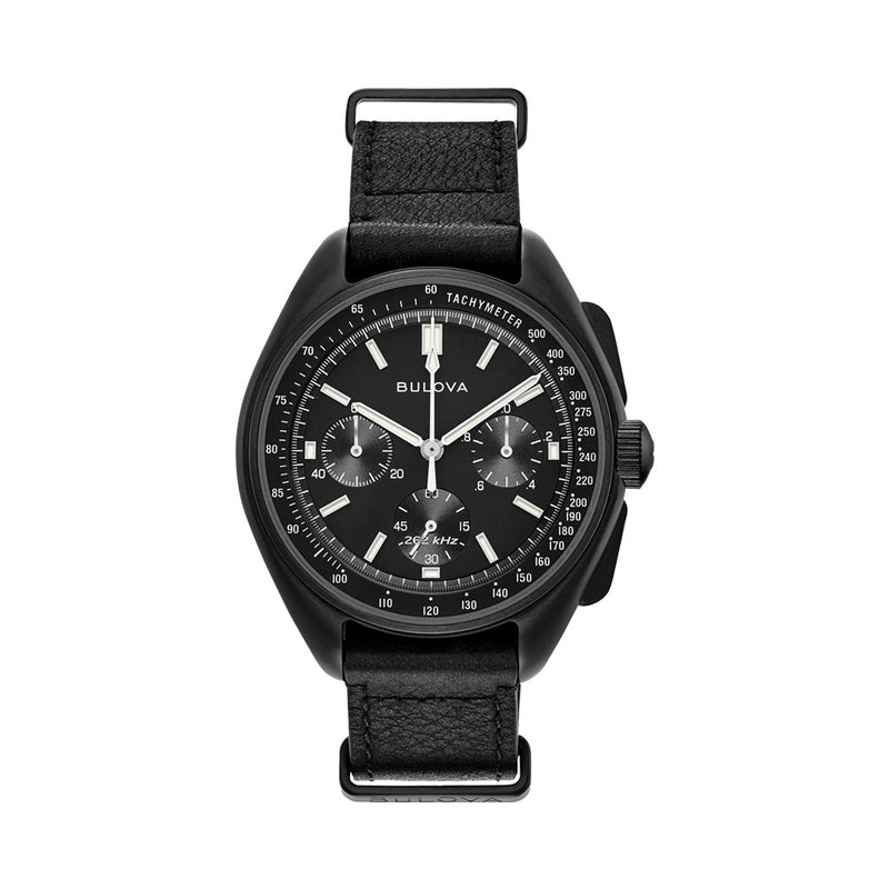Bulova Lunar Pilot Chronograph 45mm with Black Dial and Black IP Case #98A186