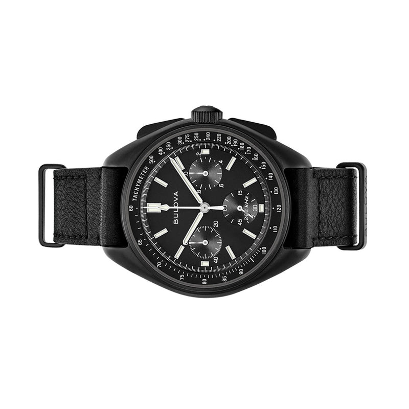 Bulova Lunar Pilot Chronograph 45mm with Black Dial and Black IP Case #98A186 side