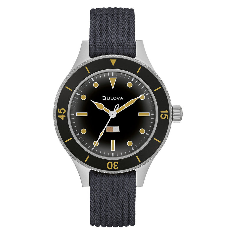 Bulova MIL SHIPS 41mm Automatic Field Watch with Big Dome Sapphire Crystal #98A266 zoom