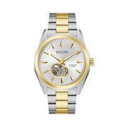 Bulova Surveyor Automatic Watch with Two-Tone Case and Open Heart Silver Dial #98A284