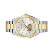 Bulova Surveyor Automatic Watch with Two-Tone Case and Open Heart Silver Dial #98A284 side