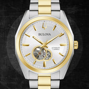 Bulova Surveyor Automatic Watch with Two-Tone Case and Open Heart Silver Dial #98A284 lifestyle