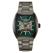 Bulova Maquina Gun Metal Green Dial Skeleton #98A321