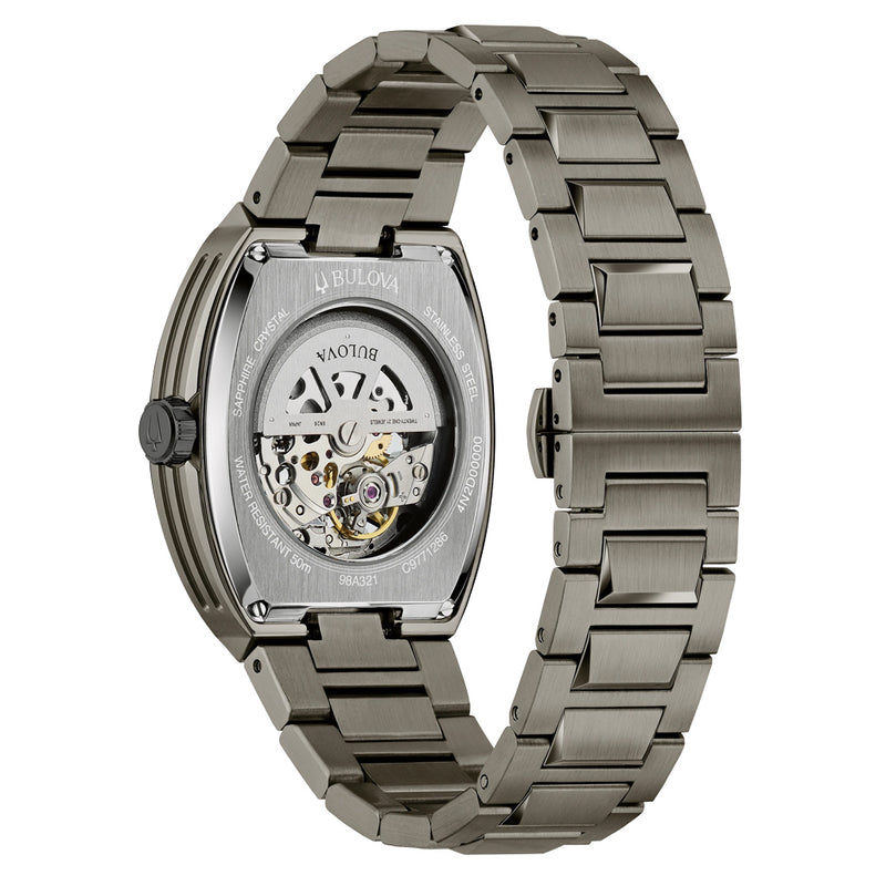 Bulova Maquina Gun Metal Green Dial Skeleton #98A321