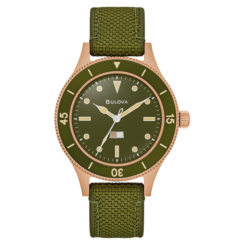 Bulova MIL SHIPS 41mm Automatic Bronze Watch with Big Dome Sapphire Crystal #98A324
