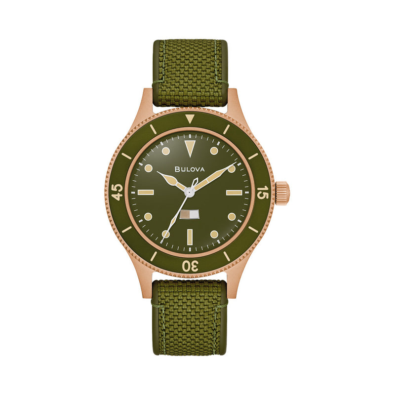 Bulova MIL SHIPS 41mm Automatic Bronze Watch with Big Dome Sapphire Crystal #98A324