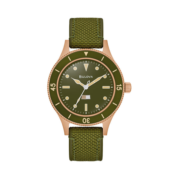 Bulova MIL SHIPS 41mm Automatic Bronze Watch with Big Dome Sapphire Crystal #98A324