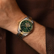 Bulova Two-Tone Surveyor Open Heart with Green Dial #98A338