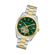 Bulova Two-Tone Surveyor Open Heart with Green Dial #98A338