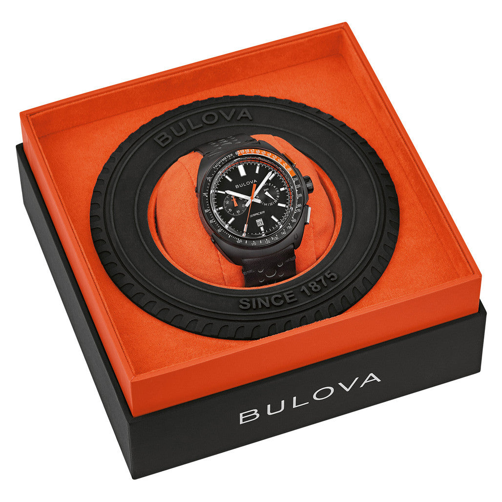 Bulova Racer Chronograph with Black Dial and Orange Accents