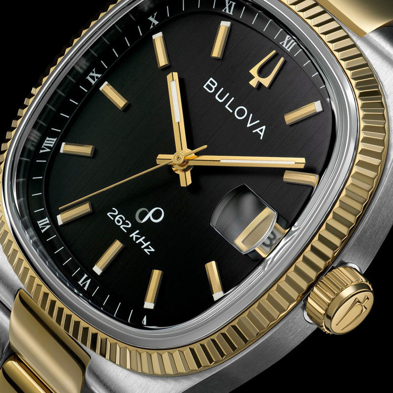 Bulova Super Seville Gold-Silver-Tone With Black Dial #98B458