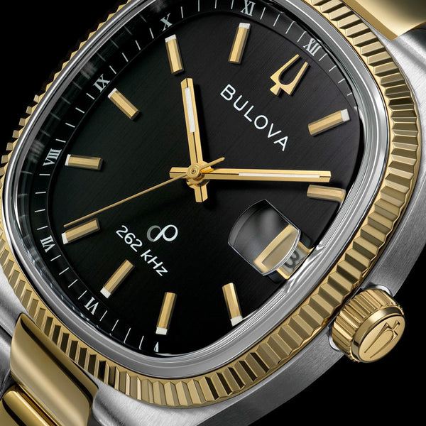 Bulova Super Seville Gold-Silver-Tone With Black Dial #98B458