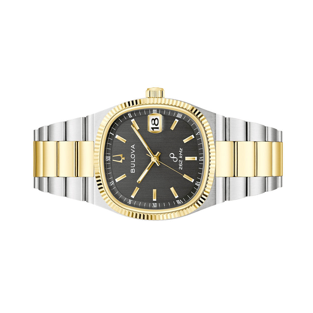 Bulova Super Seville Gold-Silver-Tone With Black Dial #98B458
