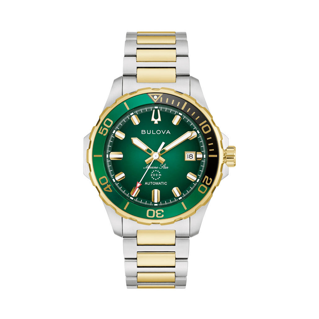 Bulova Marine Star Automatic Dive Watch in Green #98B467 — Long