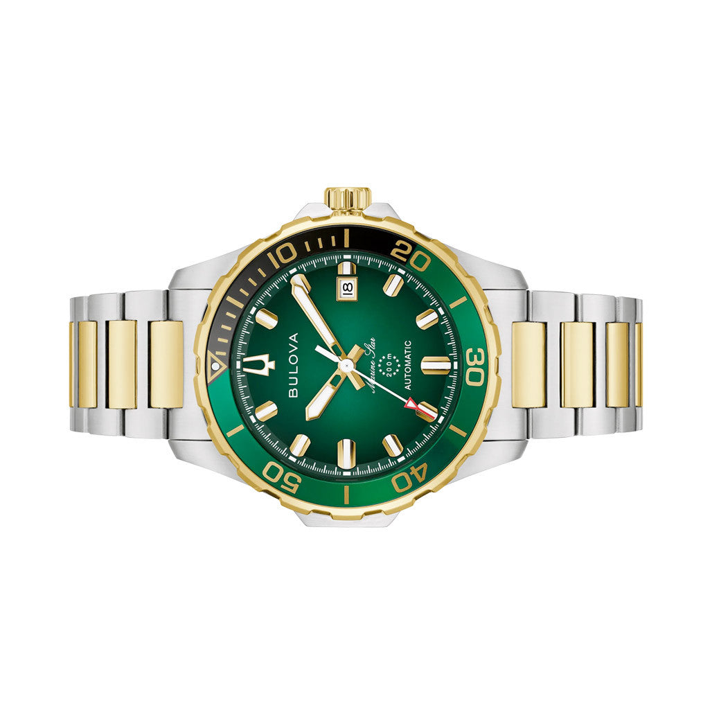 Bulova Marine Star Automatic Dive Watch in Green #98B467 — Long