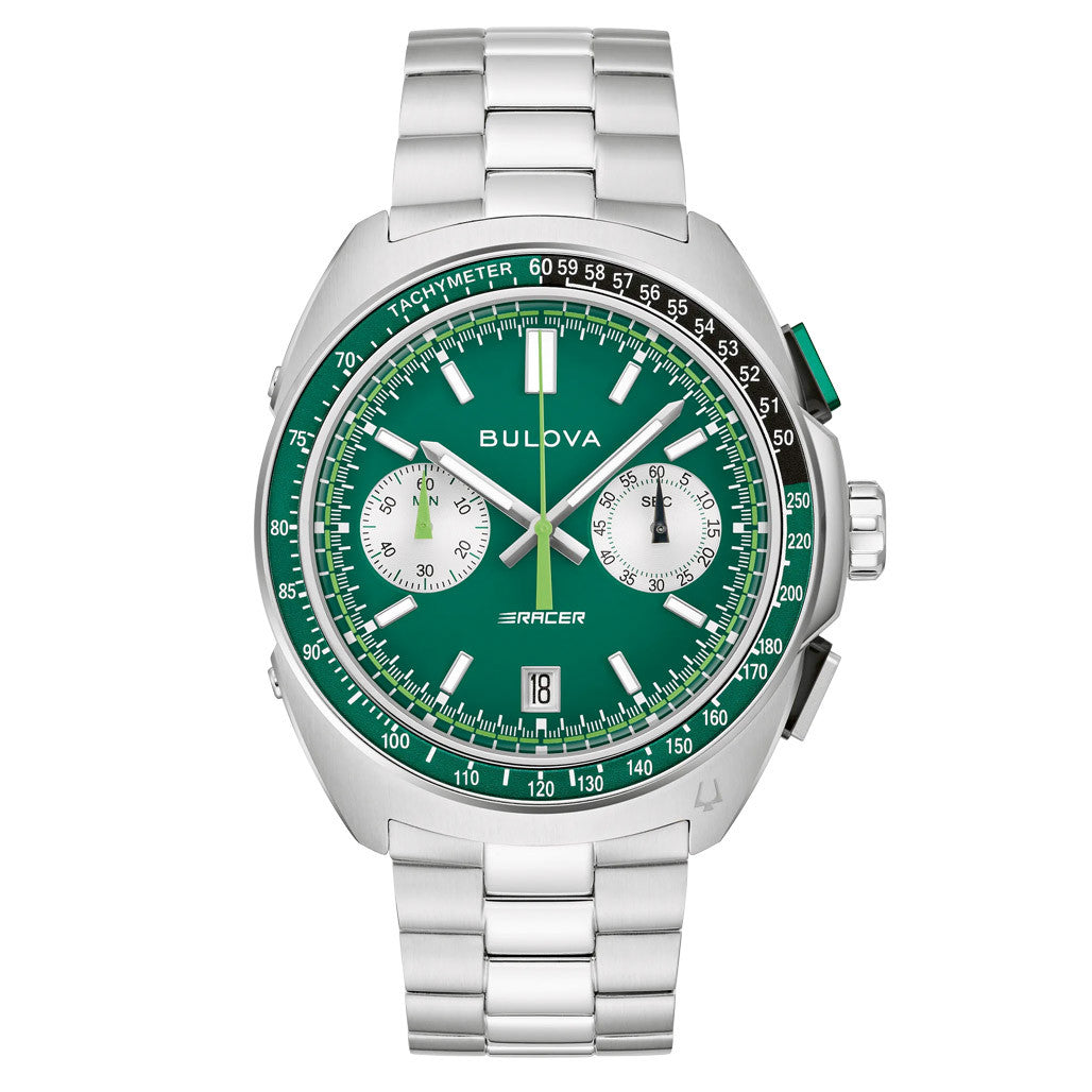 Bulova Racer Chronograph with Green Dial #98B468 — Long Island Watch