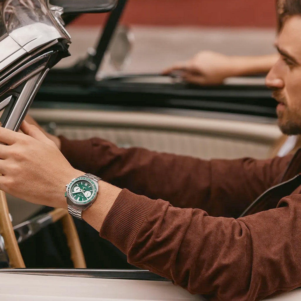 Bulova Racer Chronograph with Green Dial #98B468 — Long Island Watch