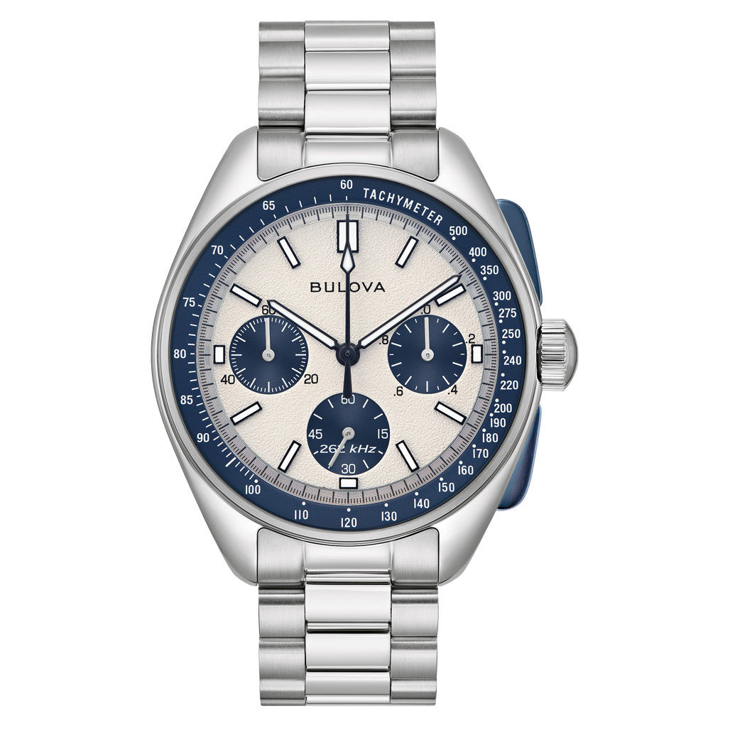 Bulova Lunar Pilot 43.5mm with White and Blue Dial and Stainless