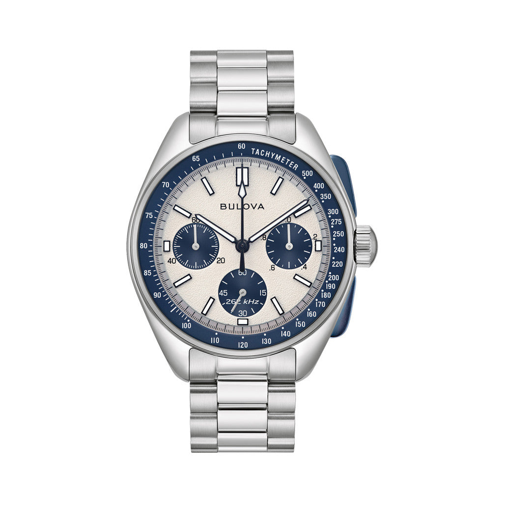 Bulova Lunar Pilot 43.5mm with White and Blue Dial and Stainless