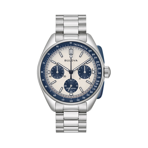 Bulova Lunar Pilot 43.5mm with White and Blue Dial and Stainless Steel Bracelet #98K112