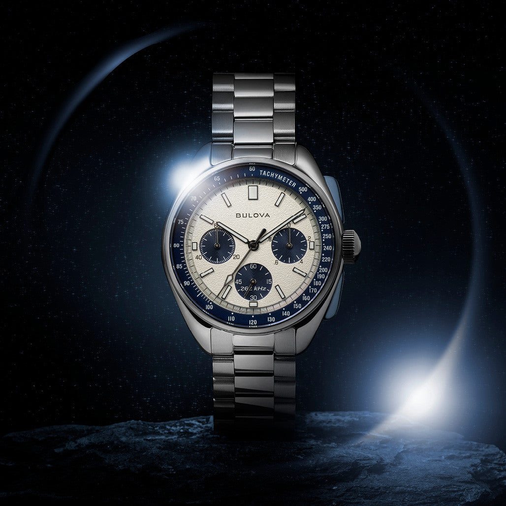 Bulova Lunar Pilot 43.5mm with White and Blue Dial and Stainless