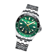 Phoibos Voyager GMT Automatic Watch with Green Malachite Dial #PY043A tilt