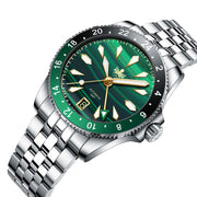 Phoibos Voyager GMT Automatic Watch with Green Malachite Dial #PY043A tilt