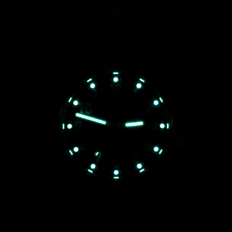 Bertucci A-2T Black Dial Titanium Watch with Olive Nylon Strap #12122 lume