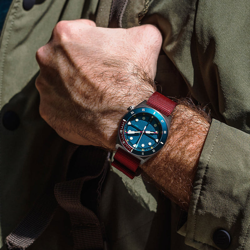 ADPT Series 1 Field Watch with Petrol Blue Dial #ADPT-A lifestyle