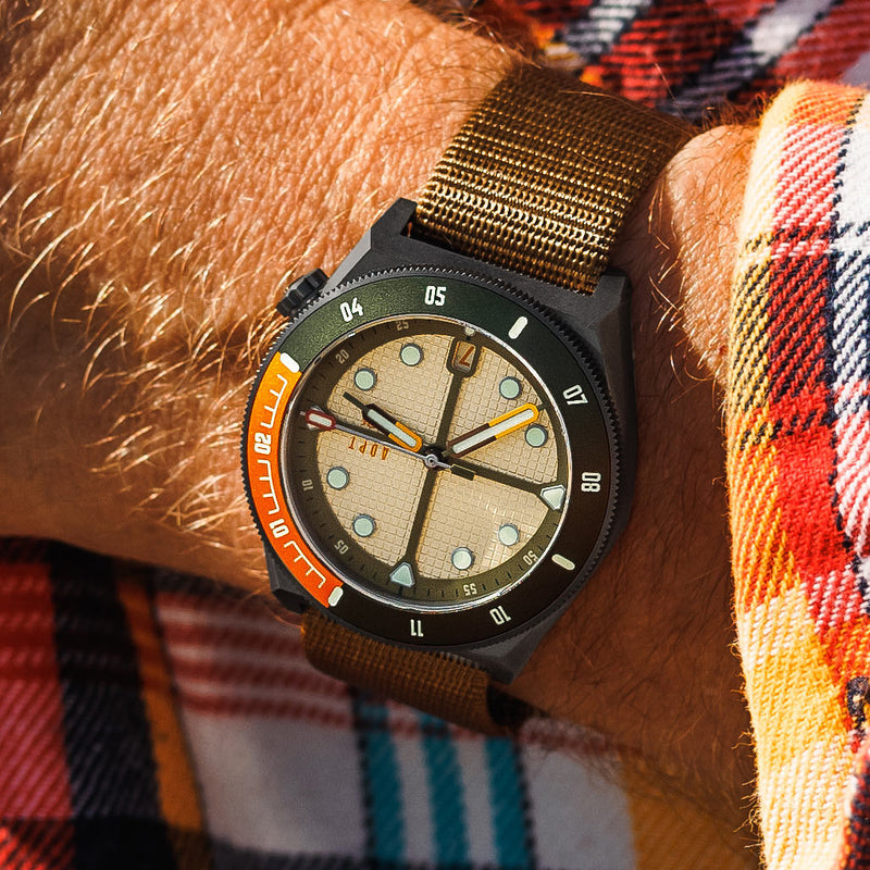 ADPT Series 1 Field Watch with Harvest Brown Dial #ADPT-B lifestyle