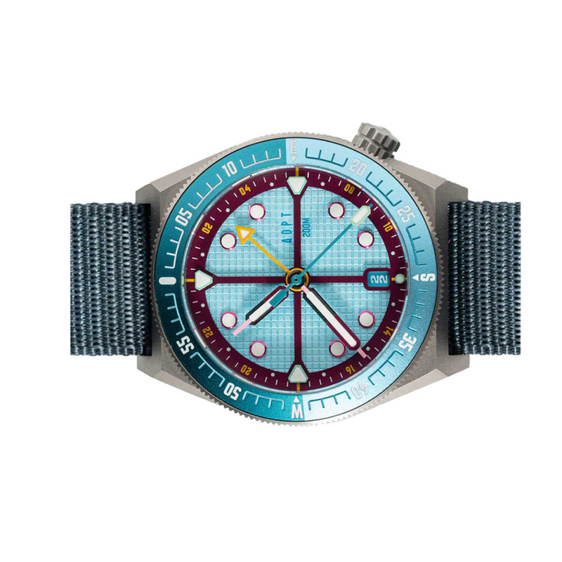 ADPT Series 1 GMT Titanium Field Watch with Aqua Berry Dial #ADPT-DT-AB