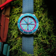 ADPT Series 1 GMT Titanium Field Watch with Aqua Berry Dial #ADPT-DT-AB