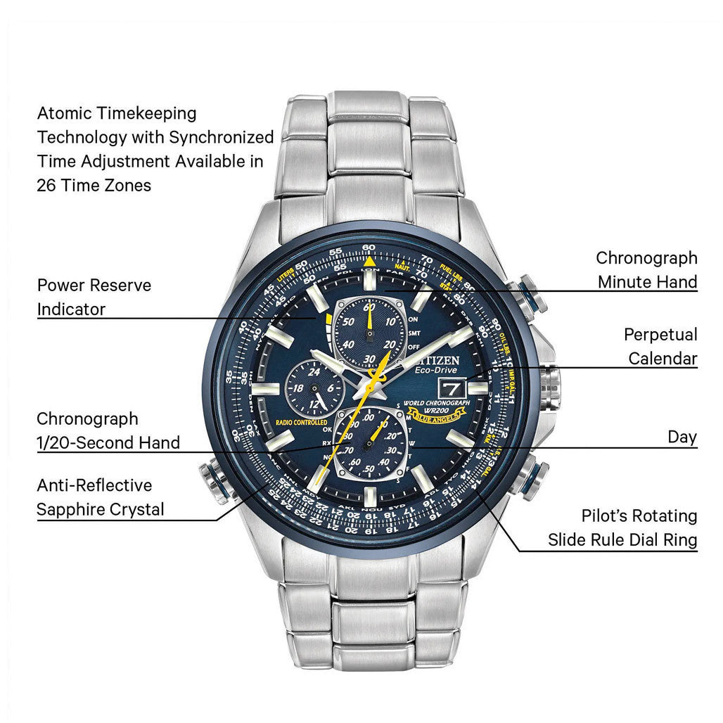 Citizen Blue Angels Eco-Drive World Chronograph A-T Watch #AT8020