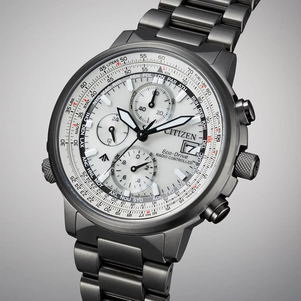 Citzen Eco-Drive Promaster Navihawk A-T Silver Dial Watch #AT8304