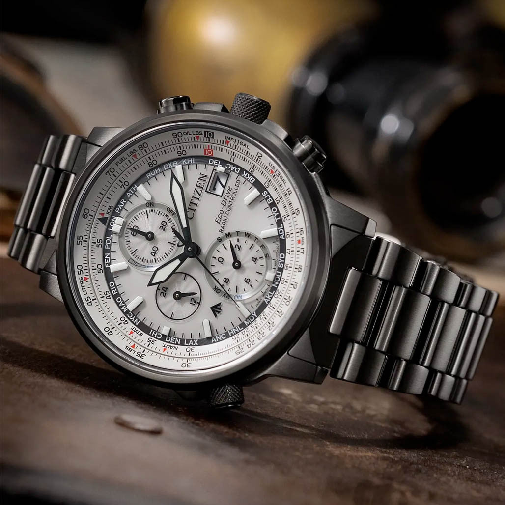 Citzen Eco-Drive Promaster Navihawk A-T Silver Dial Watch #AT8304