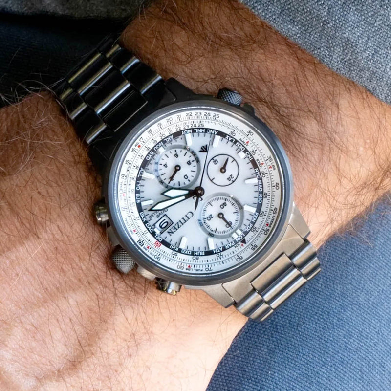 Citzen Eco-Drive Promaster Navihawk A-T Silver Dial Watch #AT8304-57A
