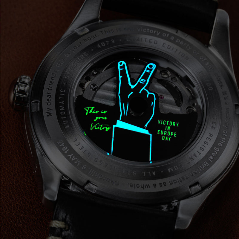AVI-8 Spitfire Type 300 VE-Day 80th LE Valour Midnight Watch #AV-4073-01