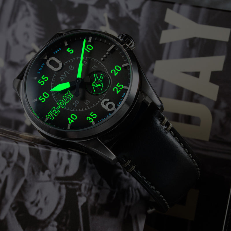 AVI-8 Spitfire Type 300 VE-Day 80th LE Valour Midnight Watch #AV-4073-01