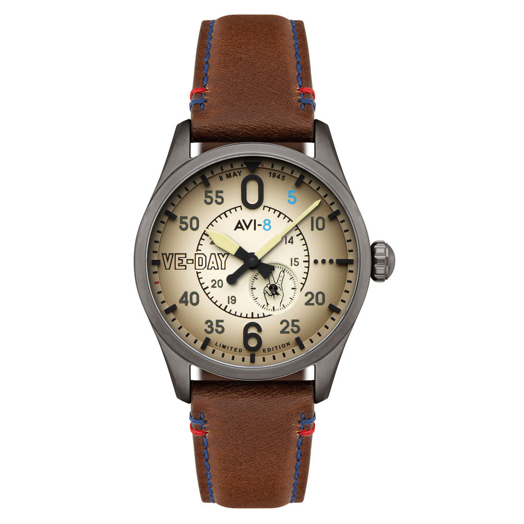 AVI-8 Spitfire Type 300 VE-Day 80th LE Valour Canvas Watch #AV