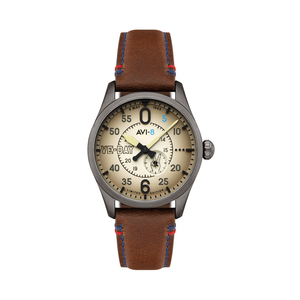 AVI-8 Spitfire Type 300 VE-Day 80th LE Valour Canvas Watch #AV