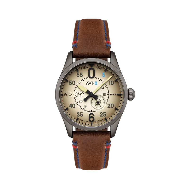 AVI-8 Spitfire Type 300 VE-Day 80th LE Valour Canvas Watch #AV-4073-02