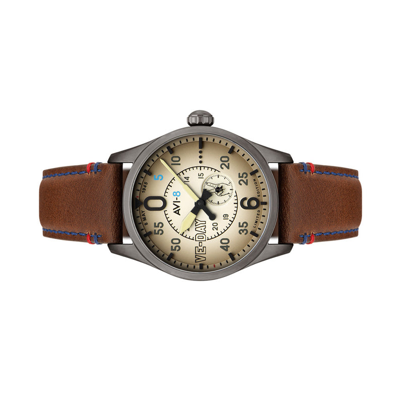 AVI-8 Spitfire Type 300 VE-Day 80th LE Valour Canvas Watch #AV-4073-02
